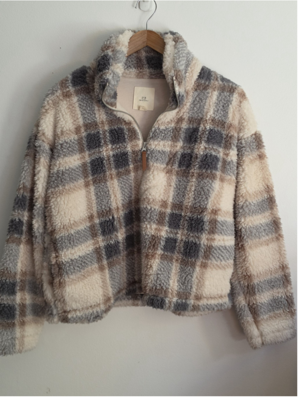 Thread & Supply Plaid Super Soft Teddy Quarter-Zip Pullover Jacket Women's XS